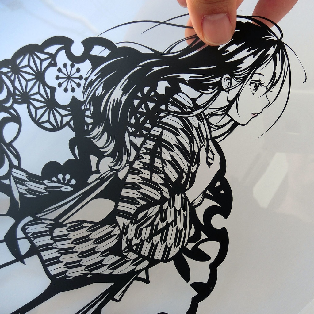 切り絵『大正ロマン・祈り』