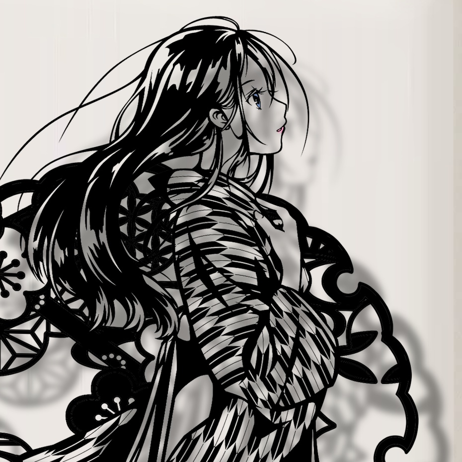 切り絵『大正ロマン・祈り』