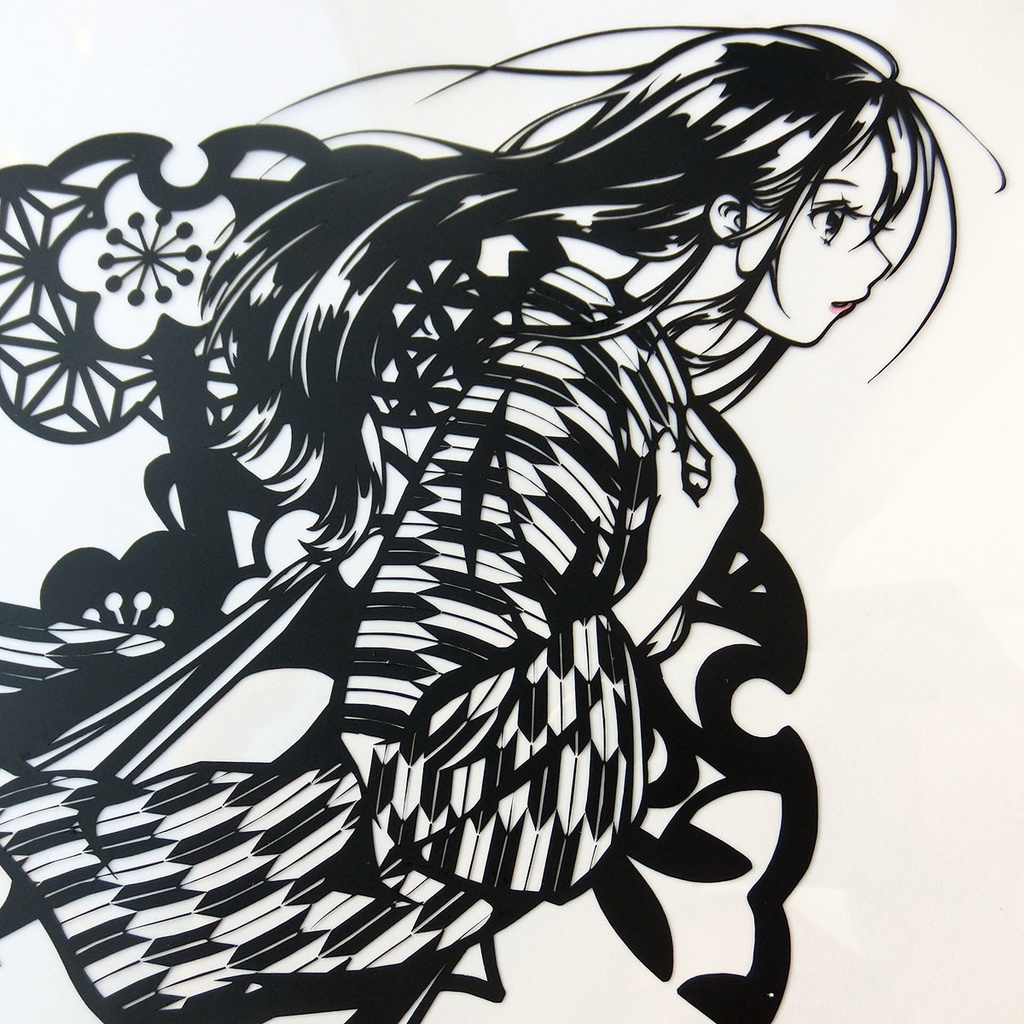 切り絵『大正ロマン・祈り』