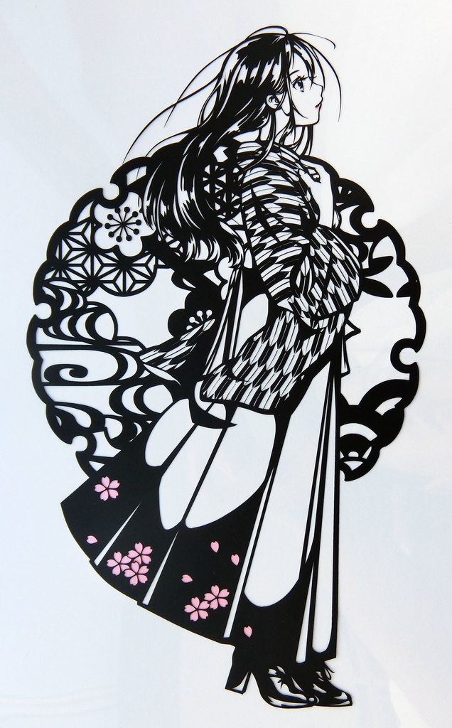 切り絵『大正ロマン・祈り』