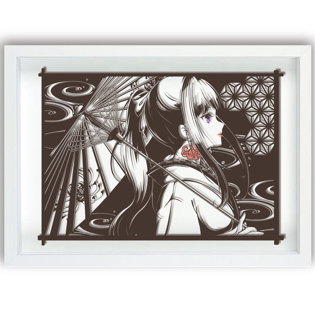 切り絵【井ノ上たきな・着物】B4サイズ