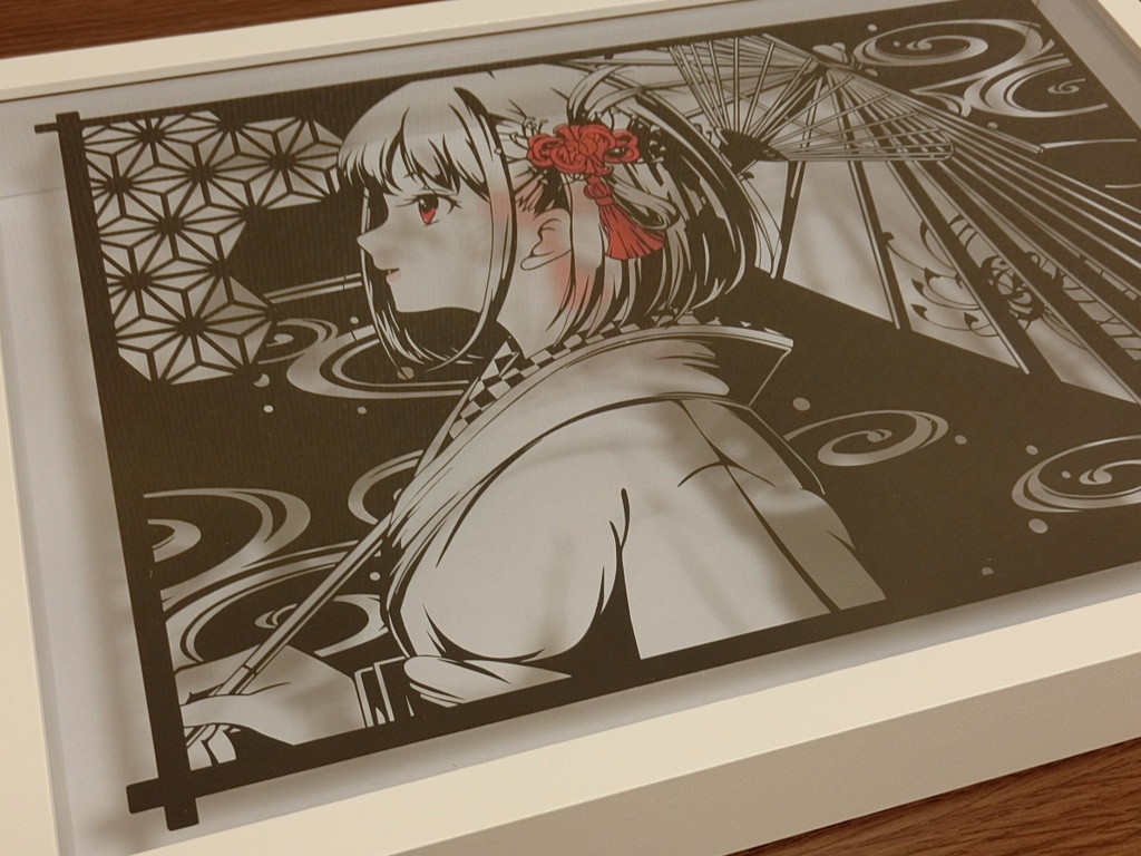 切り絵【錦木千束・着物】B4サイズ