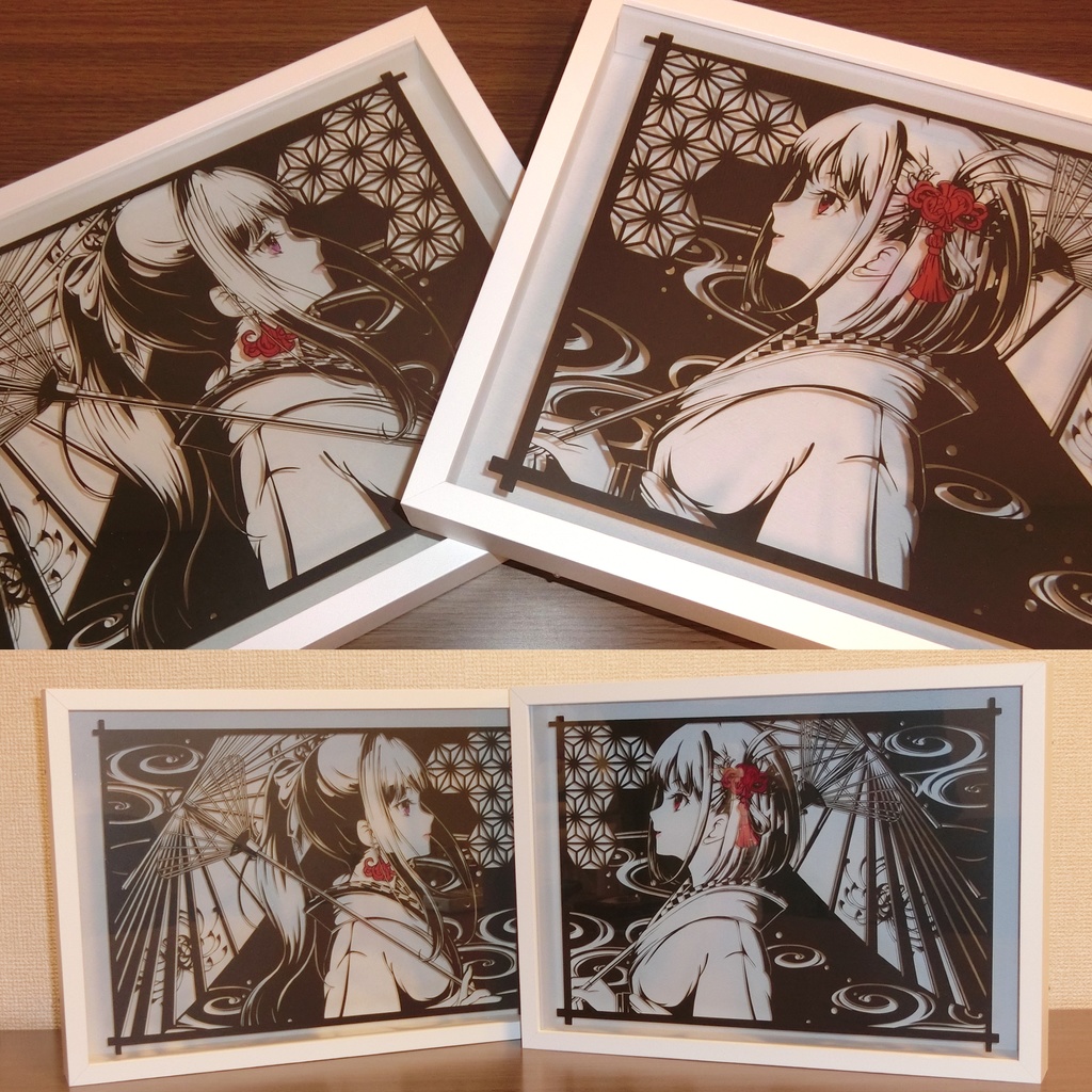 切り絵【錦木千束・着物】B4サイズ