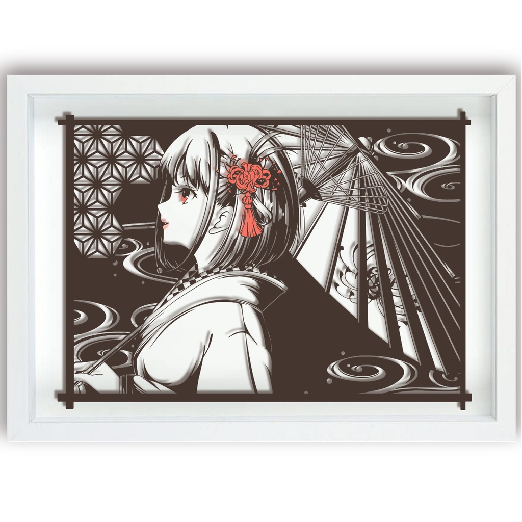 切り絵【錦木千束・着物】B4サイズ