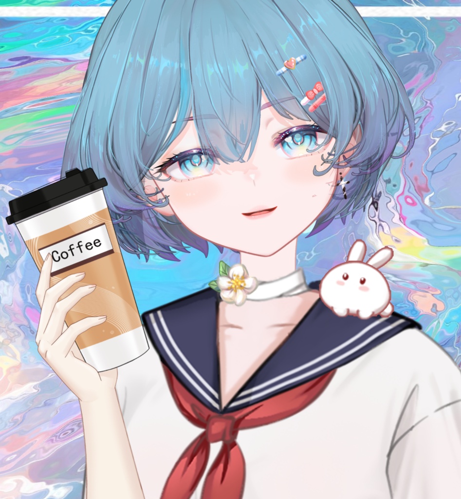 (ミルクティーシェイク一杯)ミルクティー(コーヒー)を持っている 追加トッピング / Live2D / 配信 / 素材 / 配信用アセット