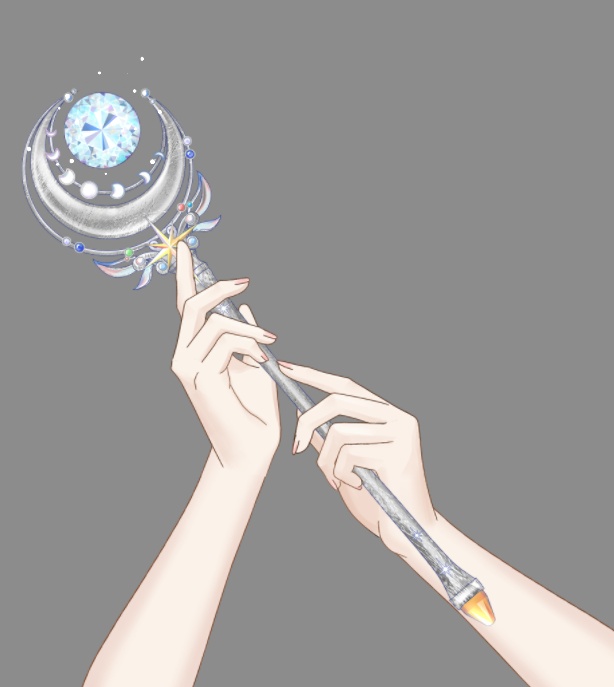 手に月の scepter を持つジェスチャー /Live2D /Stream / Material /Streaming Assets