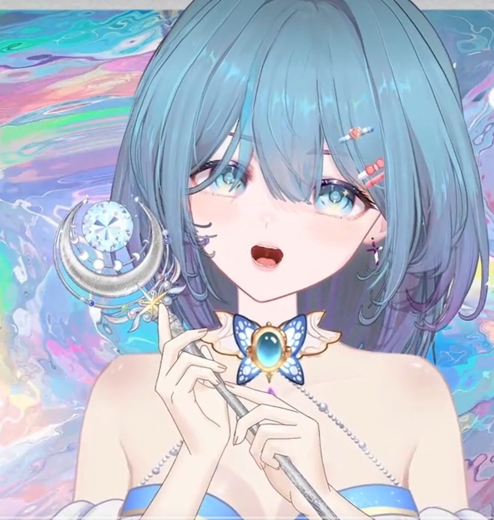 手に月の scepter を持つジェスチャー /Live2D /Stream / Material /Streaming Assets