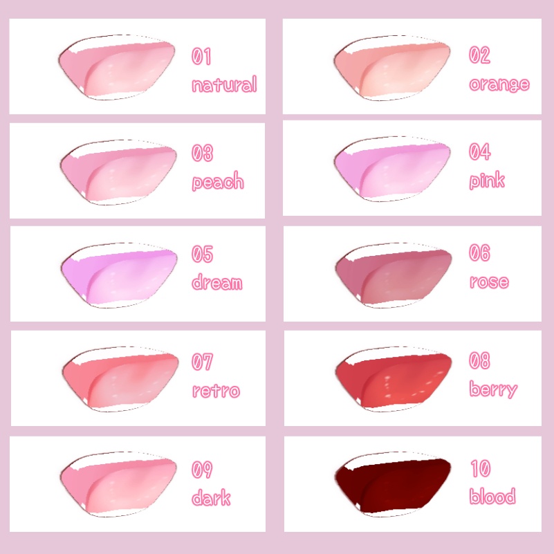 【VRoid】ミルキー舌テクスチャ【10color】/Milky tongue texture