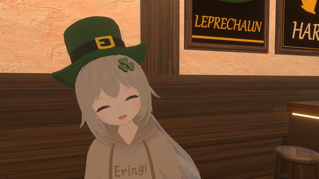 【無料】レプラコーン帽子&シャムロックの髪飾り【VRChat想定_3Dモデル】