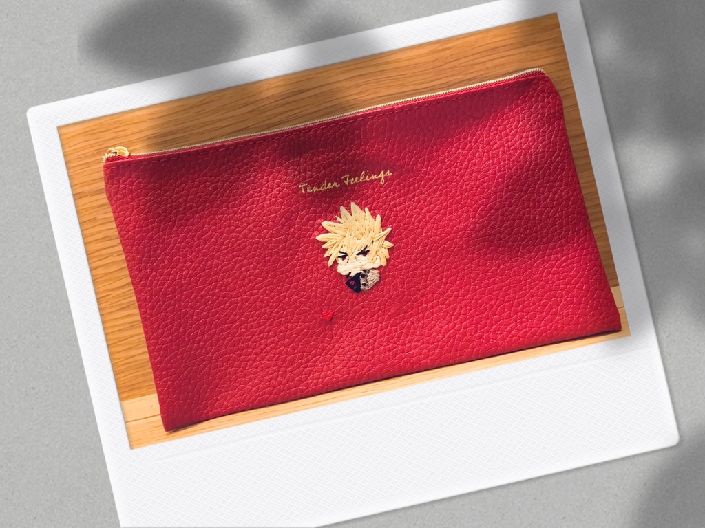ヒロアカ　爆轟　手刺繍ポーチ（長）
