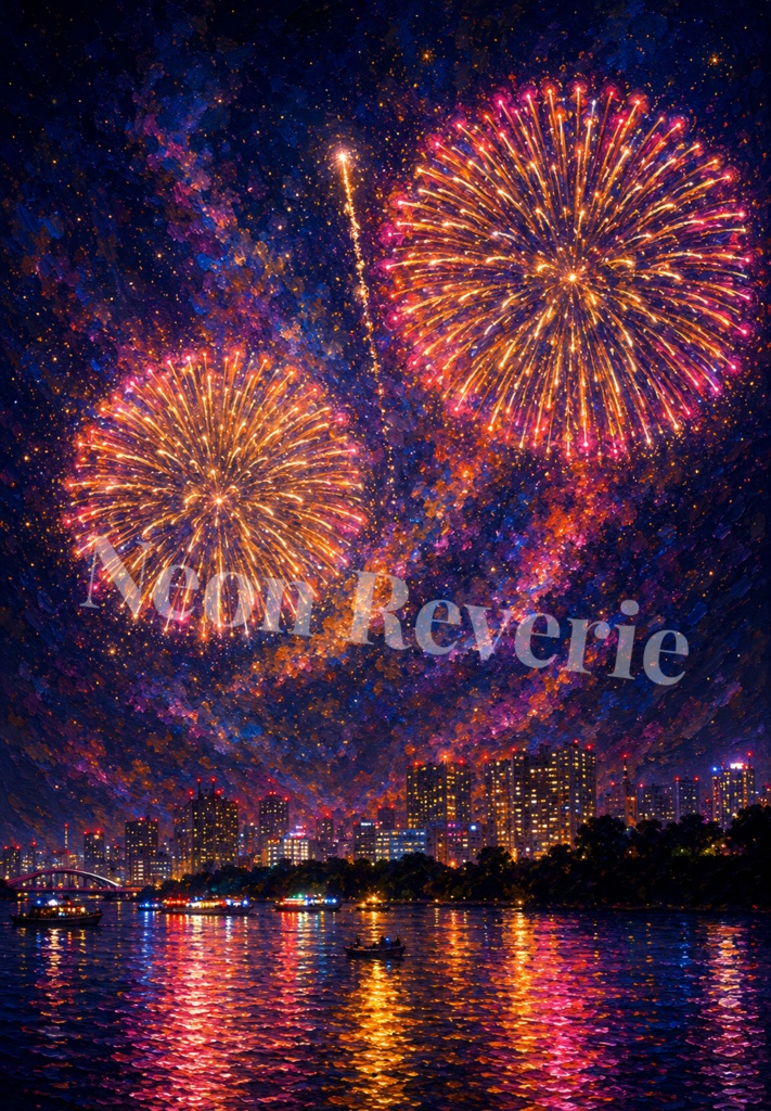 夏夜の双花火