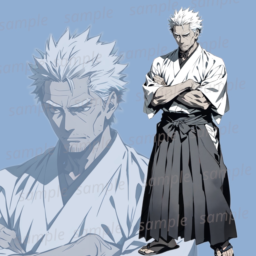 【立ち絵素材】武道家風の男性キャラクター（表情差分7種）