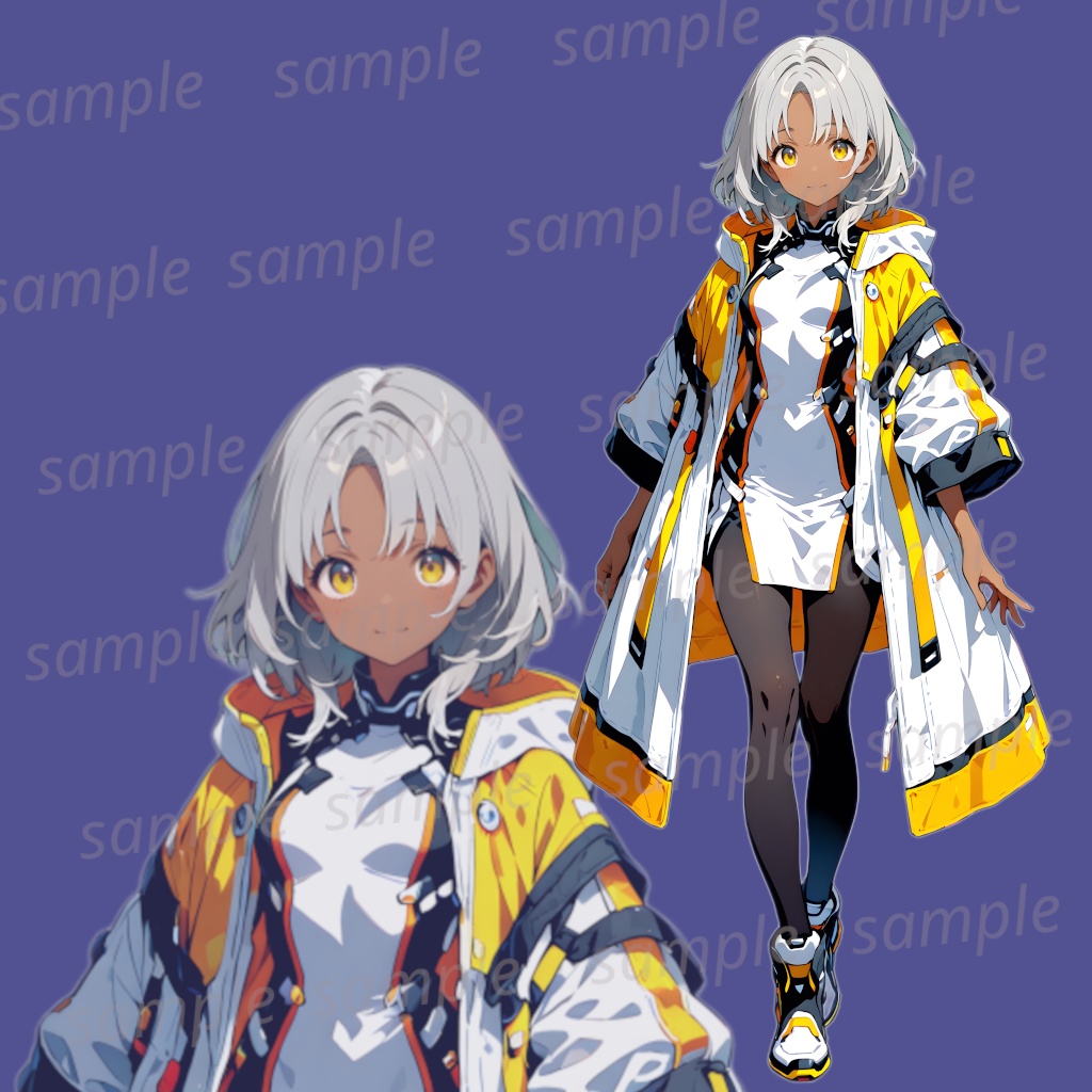 【立ち絵素材】褐色肌の女性キャラクター（表情差分8種）+おまけ