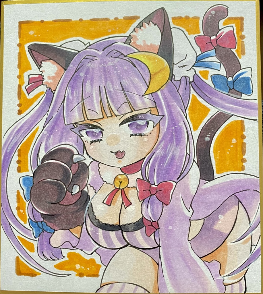 【ミニ色紙原画】東方 ハロウィン衣装パチュリー🎃