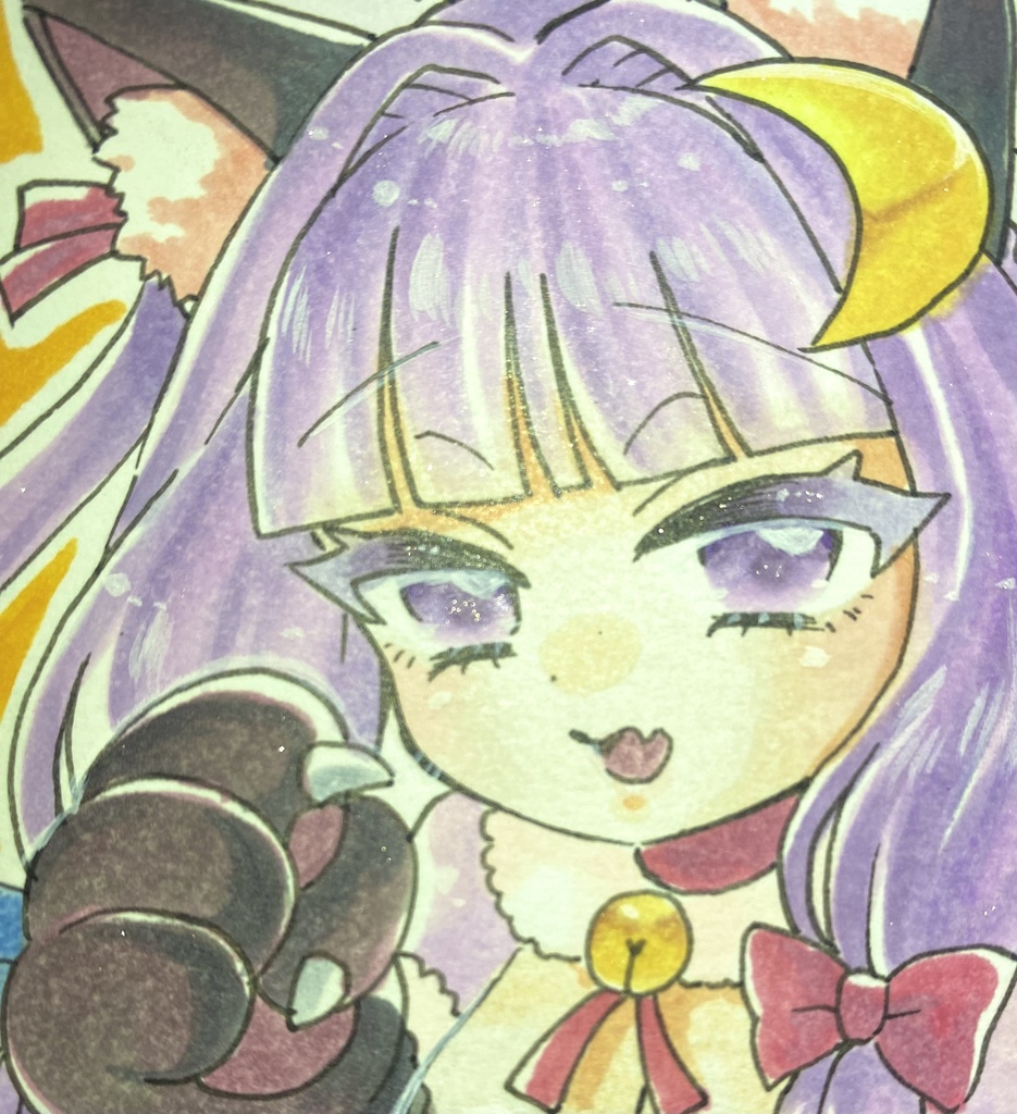 【ミニ色紙原画】東方 ハロウィン衣装パチュリー🎃