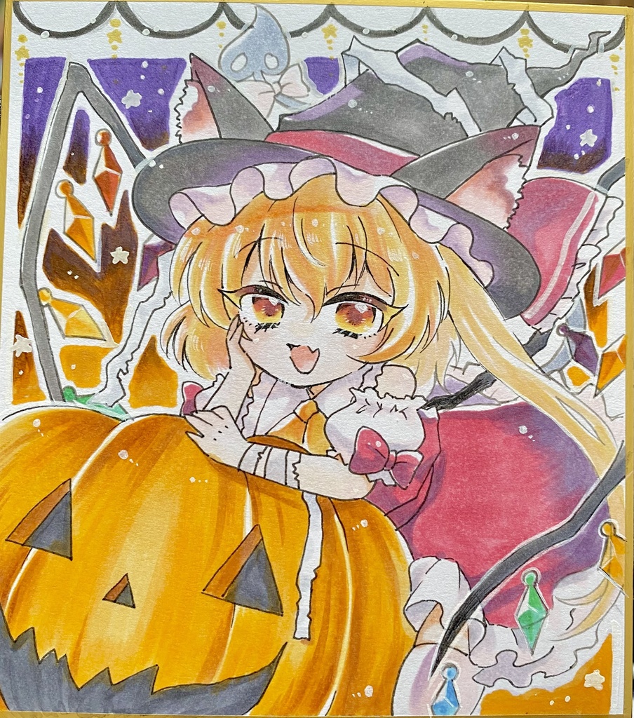 【ミニ色紙原画】東方 ハロウィンフランドール🎃