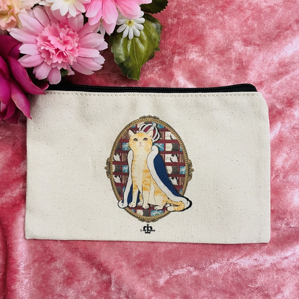 王冠茶トラ猫 ポーチ