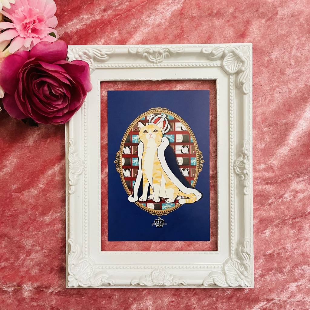 王冠茶トラ猫　ポストカード