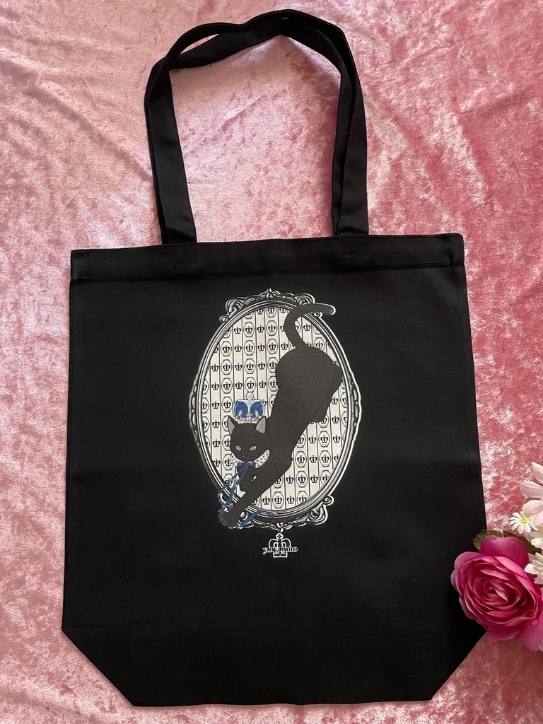 王冠黒猫 トートバッグ ブラック