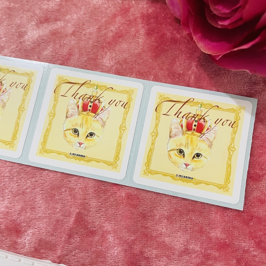 thank youシール　王冠茶トラ　3枚入り