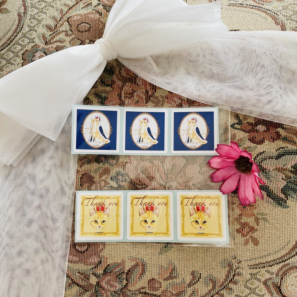 茶トラセット　thank youシール6枚入り