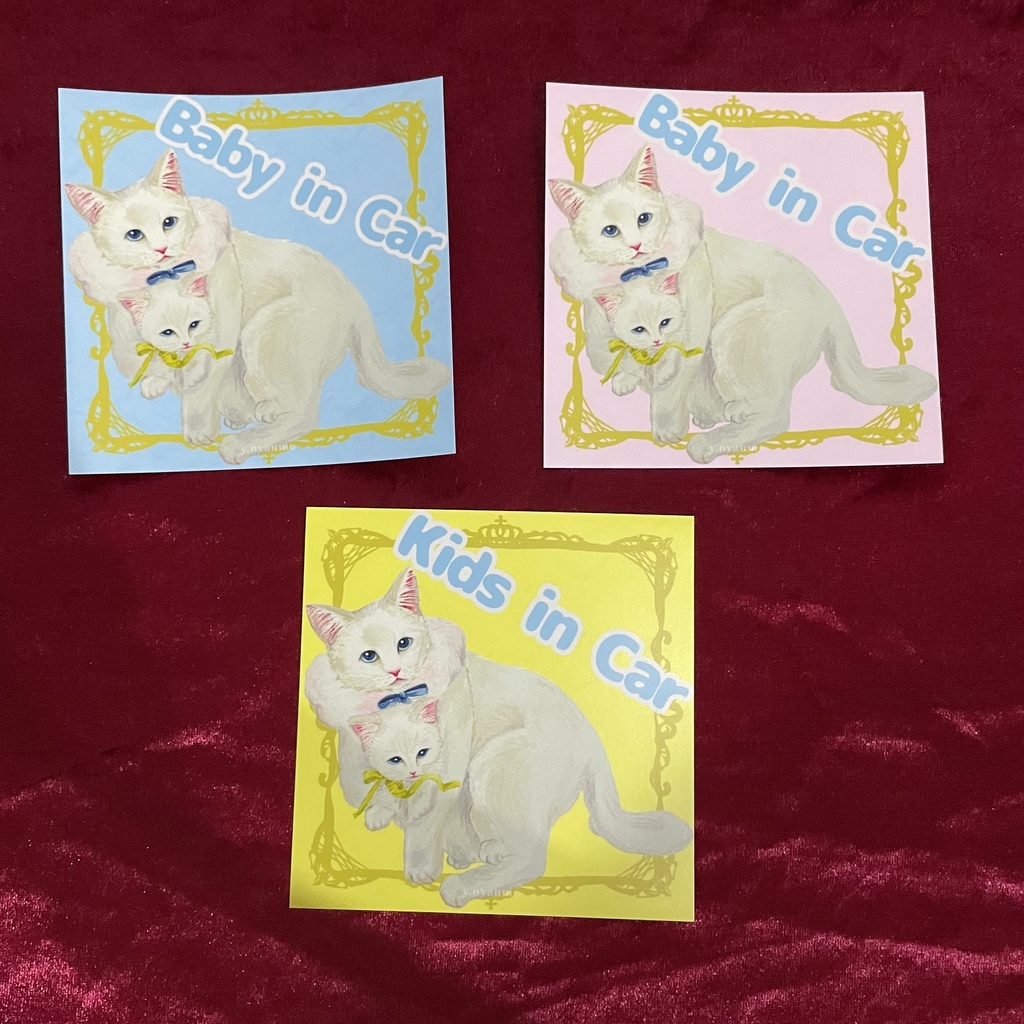 赤ちゃんが車に乗っています Baby in Car マグネット ステッカー ピンク