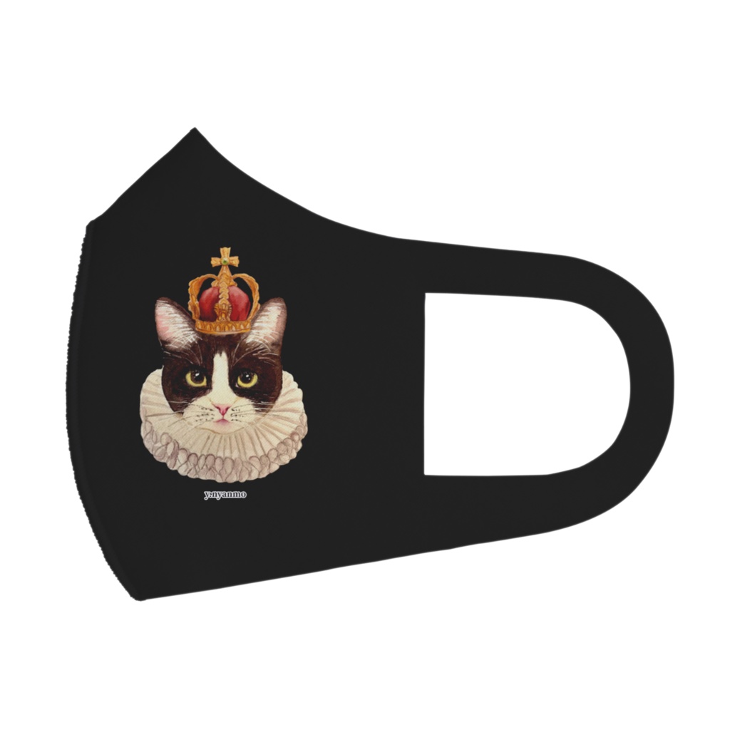 ハチワレ猫 マスク ブラック Mサイズ