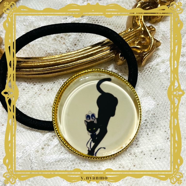 黒猫ヘアゴム 3色