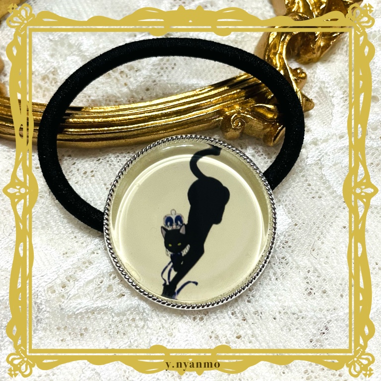 黒猫ヘアゴム 3色