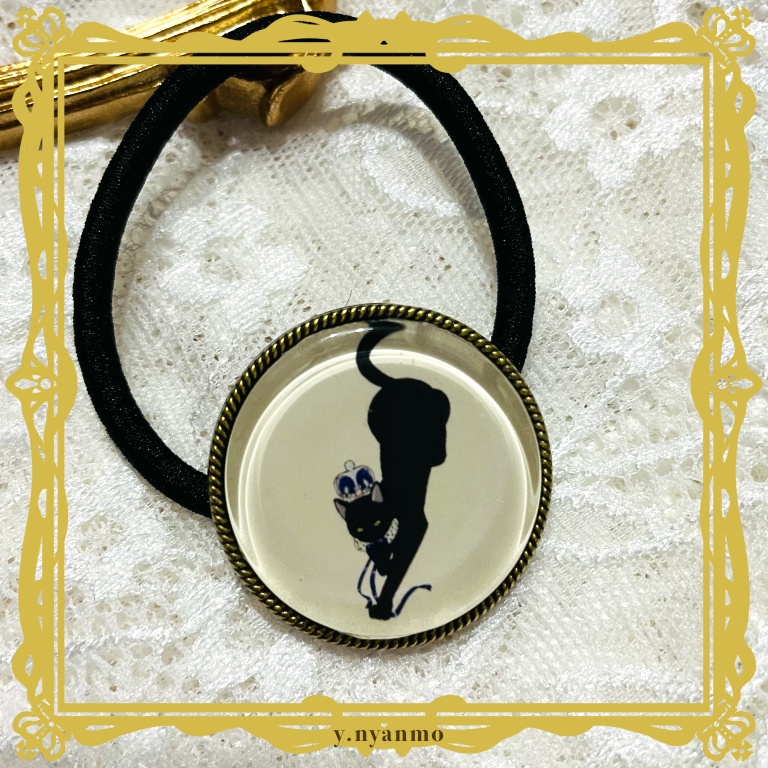 黒猫ヘアゴム 3色