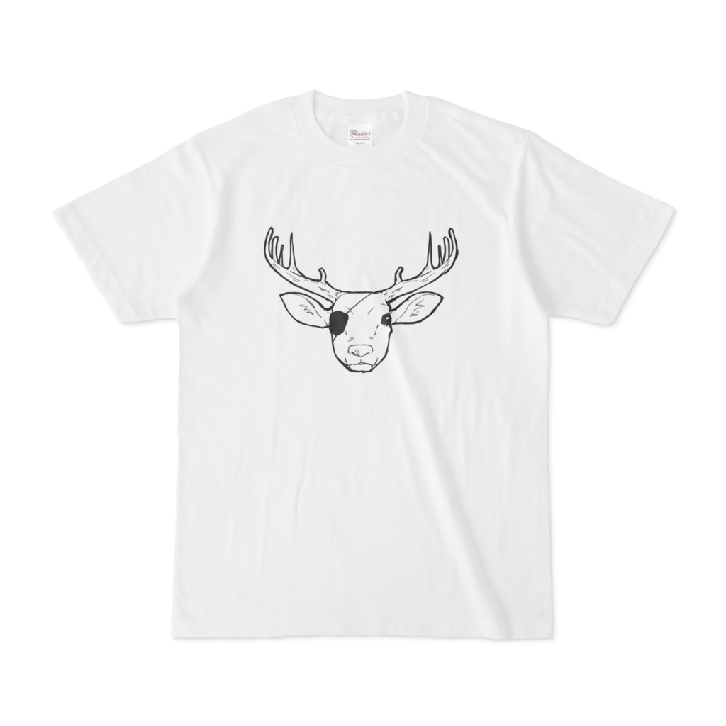 眼帯を付けた鹿のTシャツ