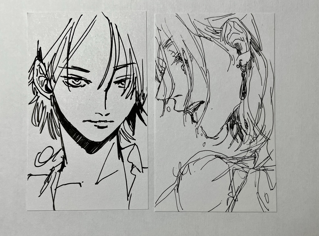 イラスト原画 名刺カードサイズ 2枚セット