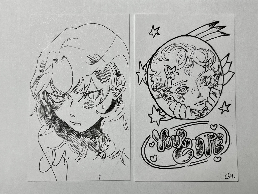 原画イラスト 名刺カードサイズ 2枚セット