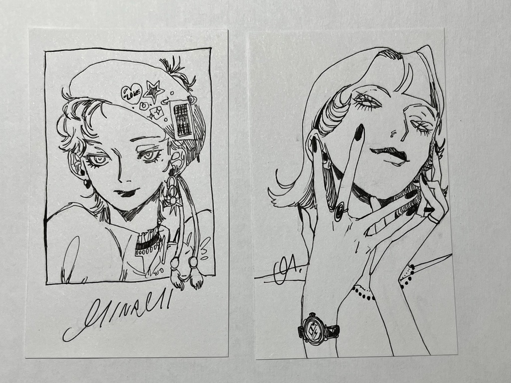 イラスト原画 名刺カードサイズ 2枚セット