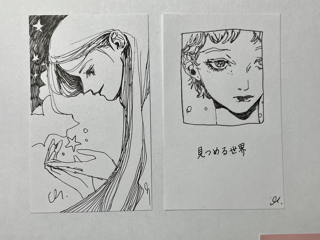 イラスト原画 名刺カードサイズ 2枚セット