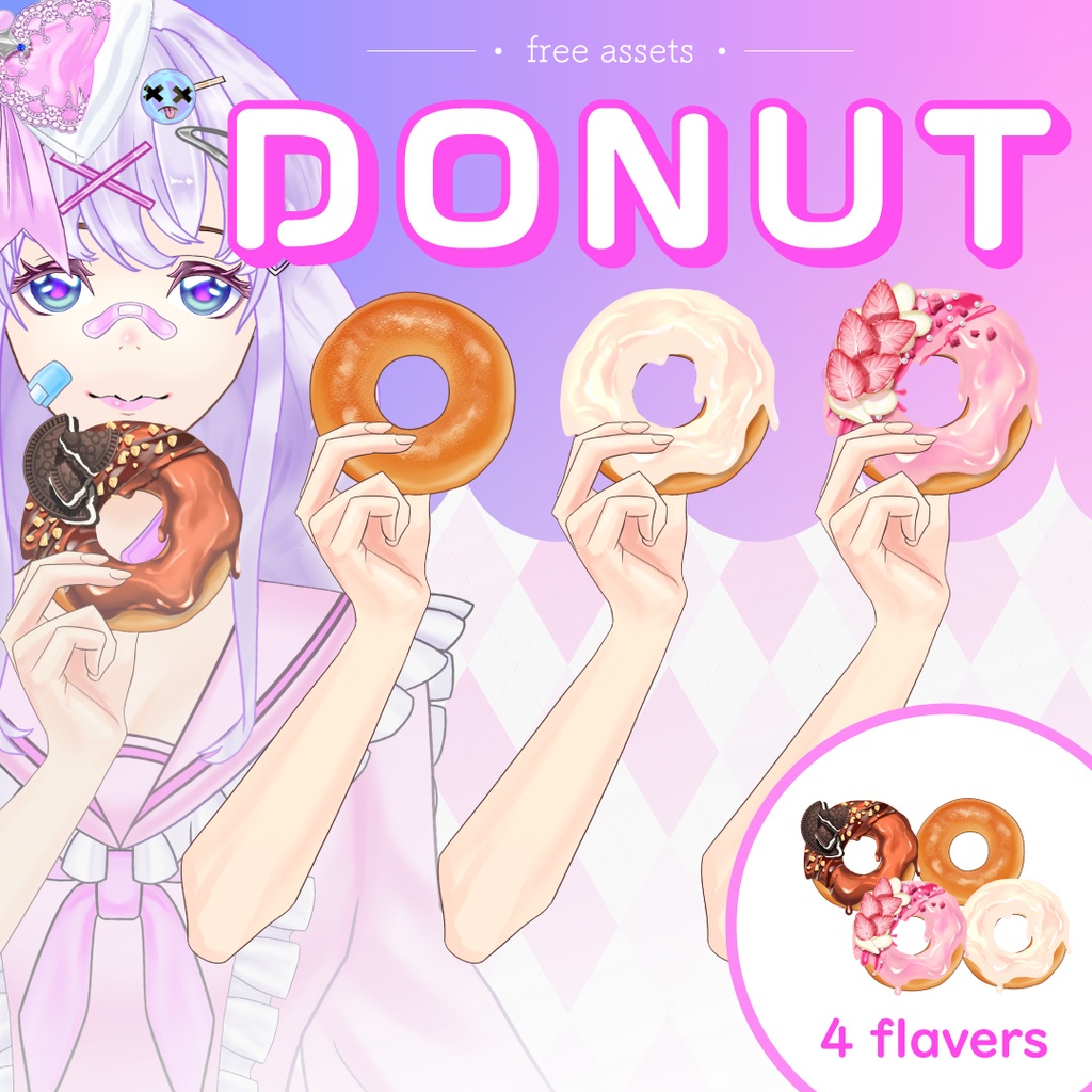 [ [VTuber Free download]　Donuts free assets