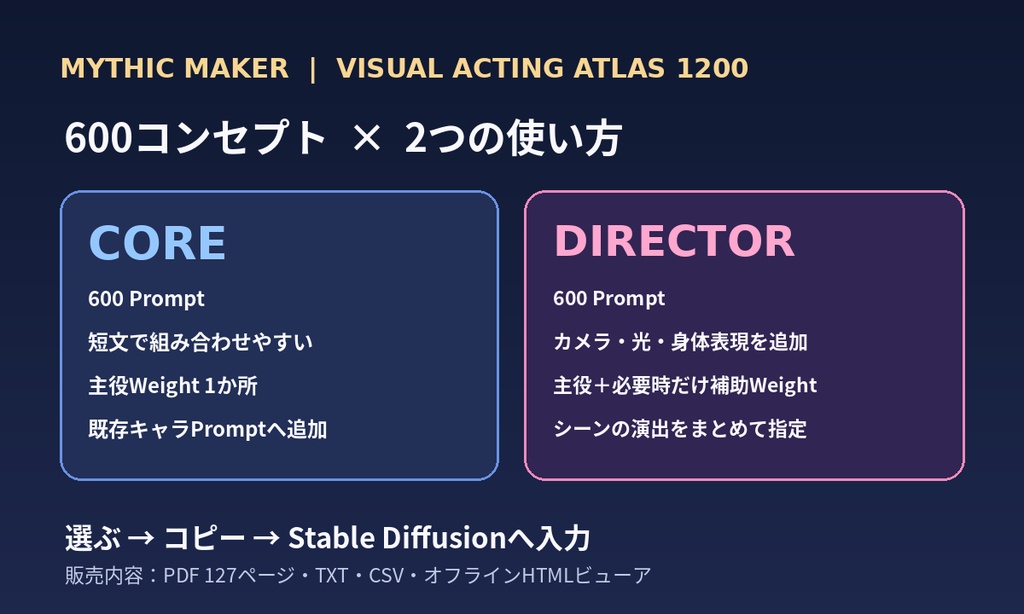 【Illustrious対応】VISUAL ACTING ATLAS 1200|表情・ポーズ・日常動作プロンプト辞典