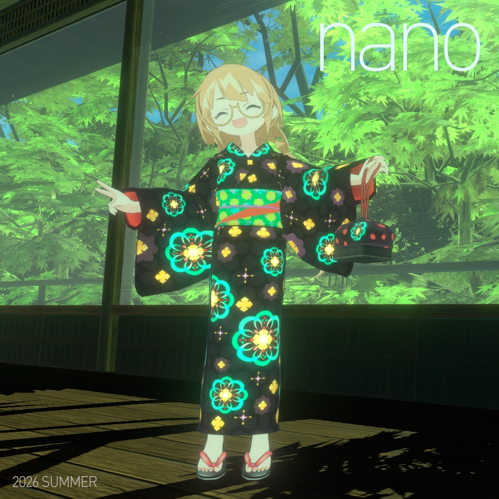 【GBXDアバター(おつきみ・nano)対応】VRChat:浴衣(着物) + 巾着 + 下駄