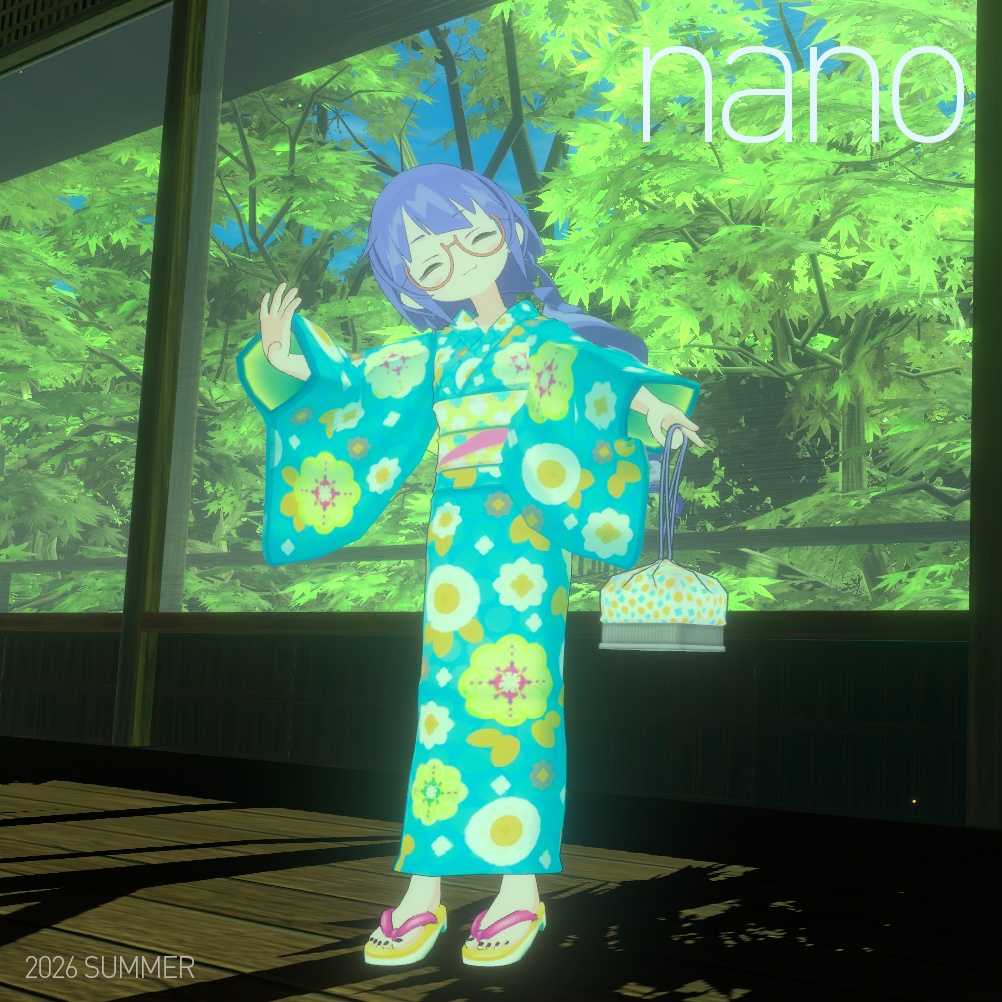 【GBXDアバター(おつきみ・nano)対応】VRChat:浴衣(着物) + 巾着 + 下駄