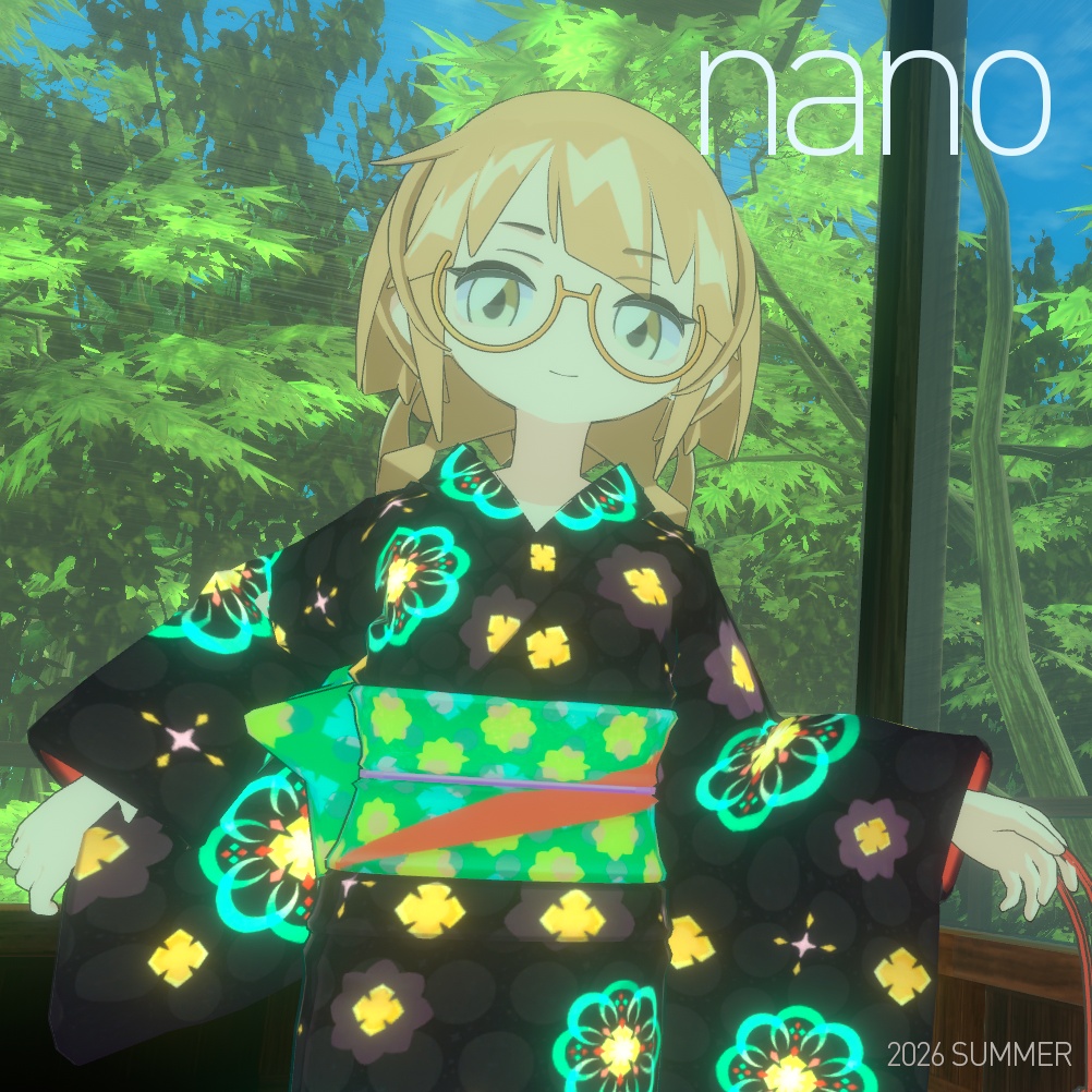 【GBXDアバター(おつきみ・nano)対応】VRChat:浴衣(着物) + 巾着 + 下駄