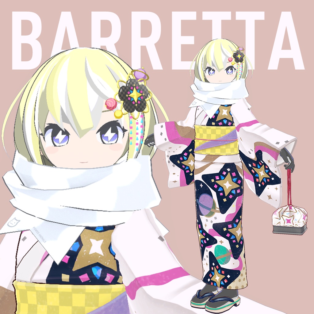 VRChat対応/単品 バレッタ~髪飾り~POWER ANIMAL