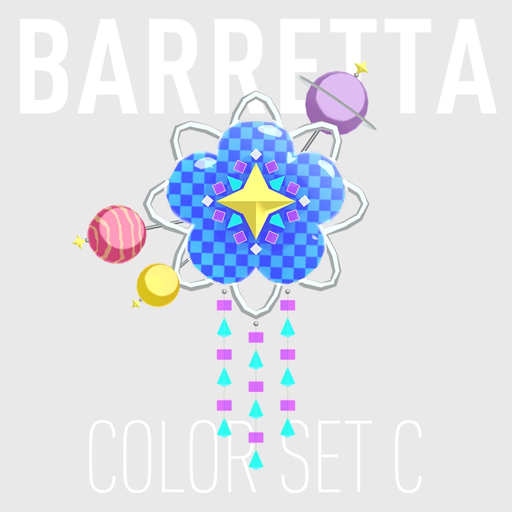 VRChat対応/単品 バレッタ~髪飾り~POWER ANIMAL