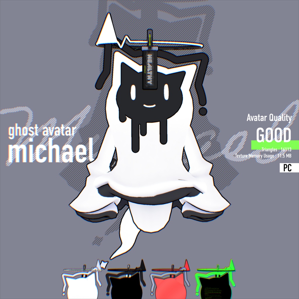 👻Ghost Avatar /Michael(まいける)5COLOR⚡ VRChat