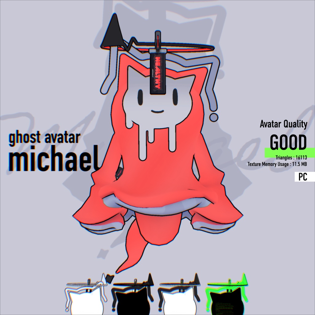 👻Ghost Avatar /Michael(まいける)5COLOR⚡ VRChat