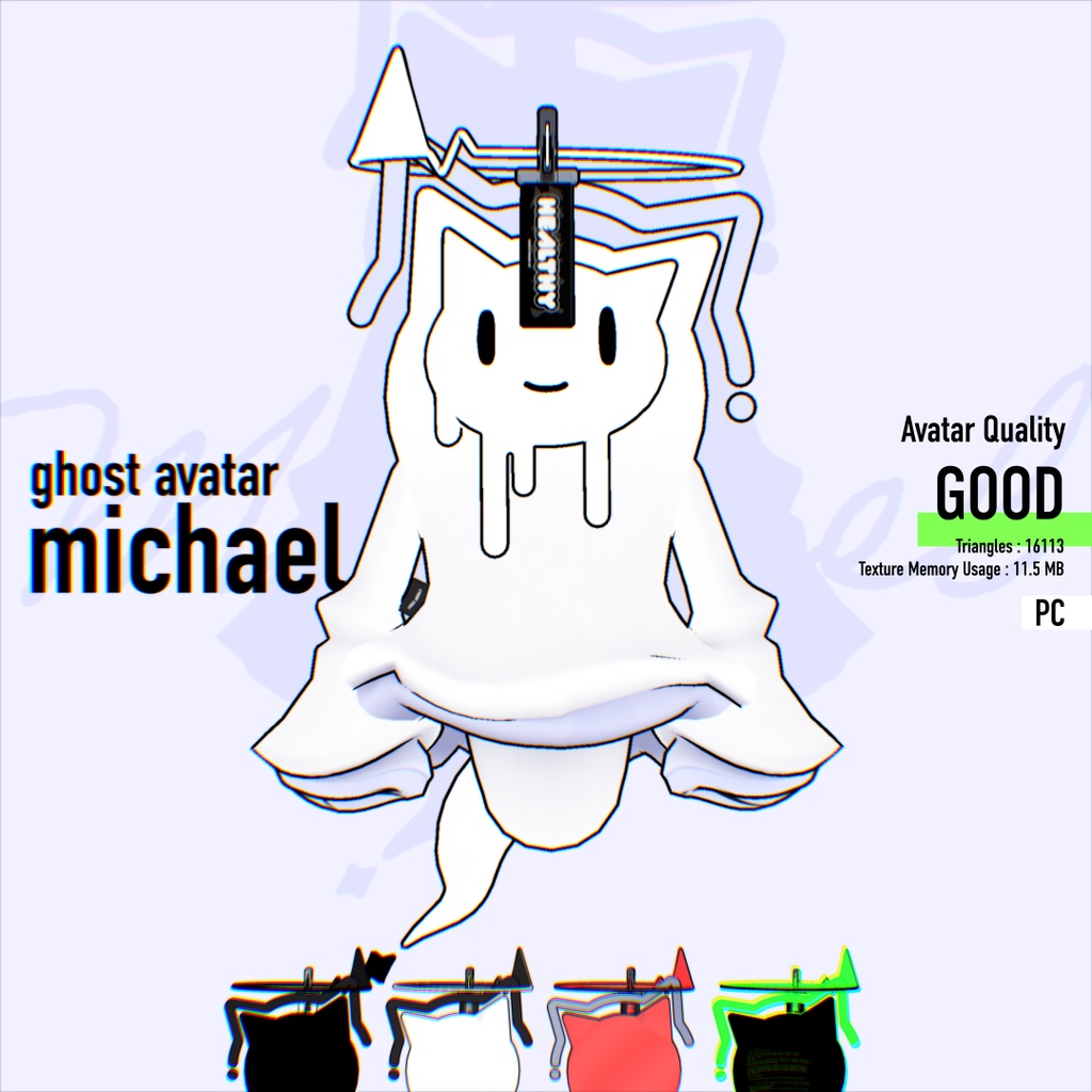 👻Ghost Avatar /Michael(まいける)5COLOR⚡ VRChat