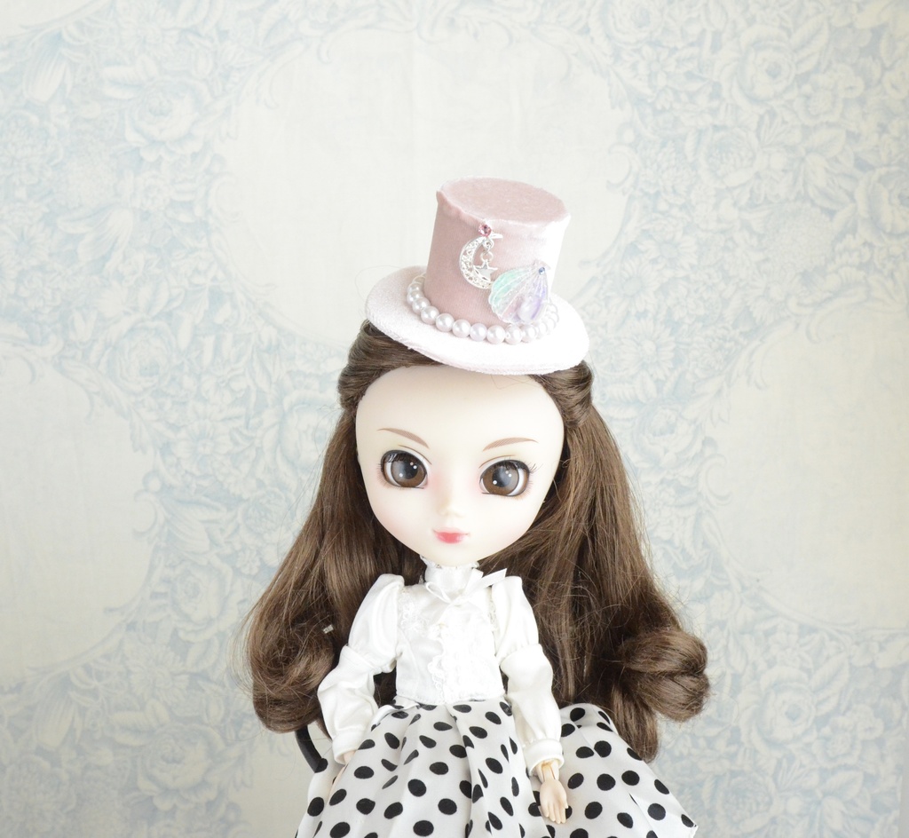 ミニハット(オーロラシェルとねこ・ピンク)