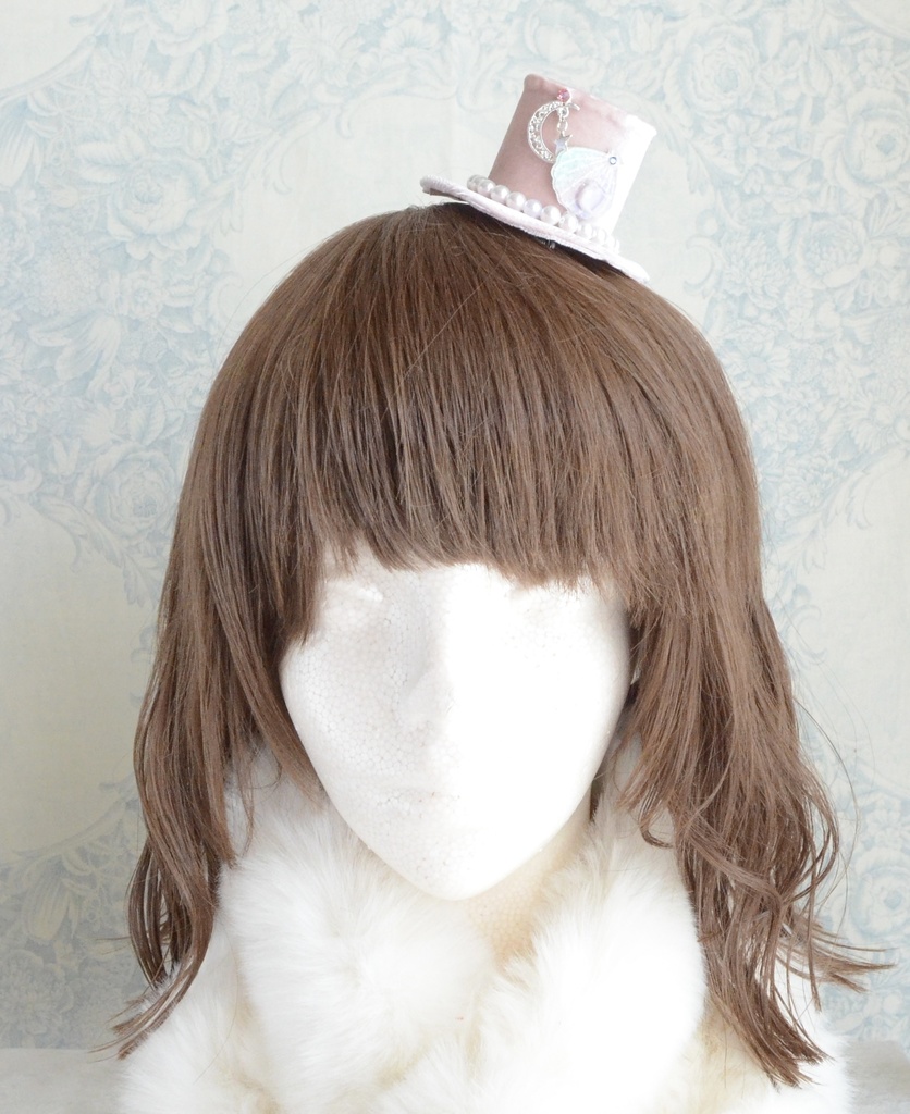 ミニハット(オーロラシェルとねこ・ピンク)