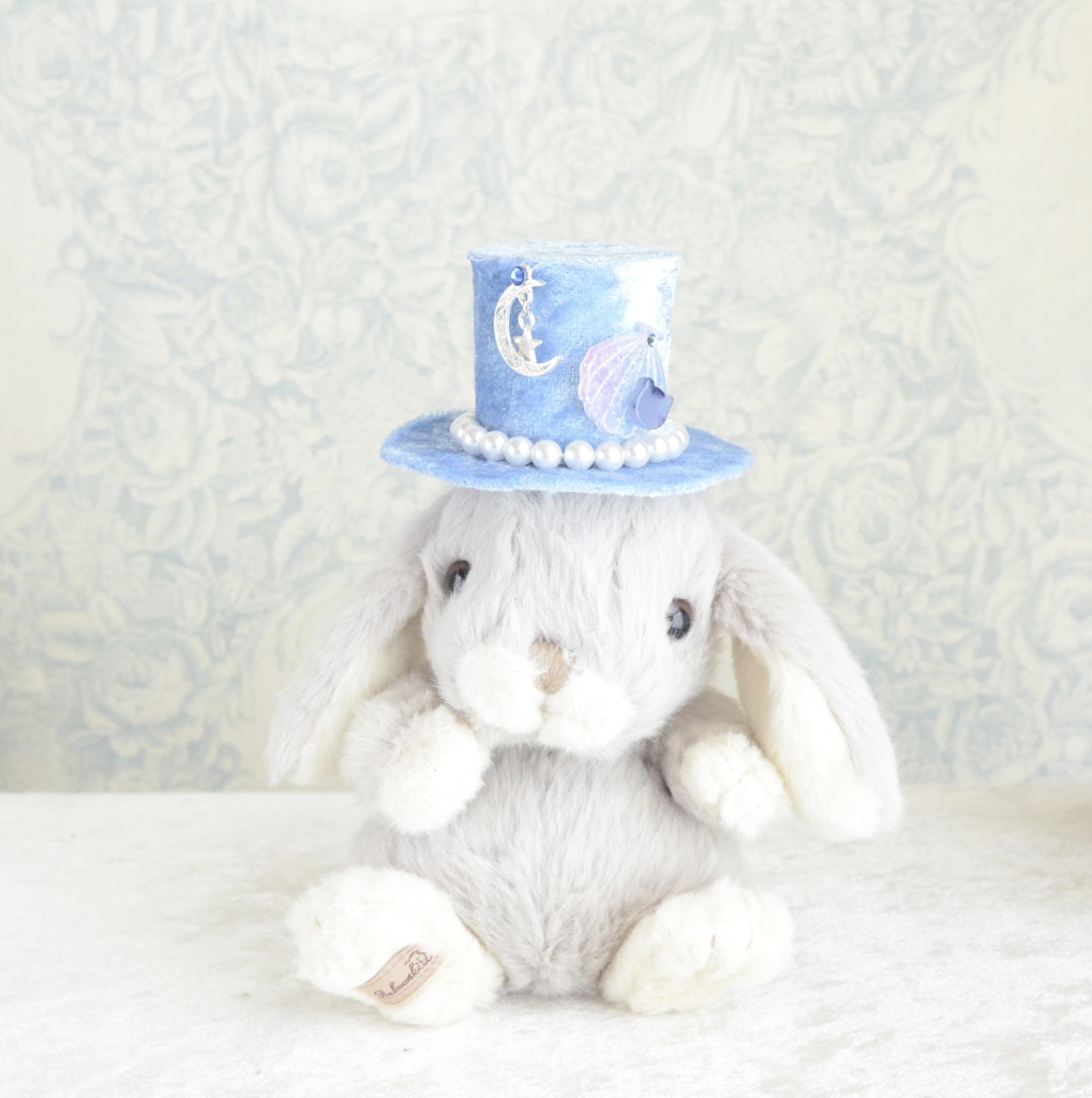 ミニハット(オーロラシェルとねこ・ブルー)