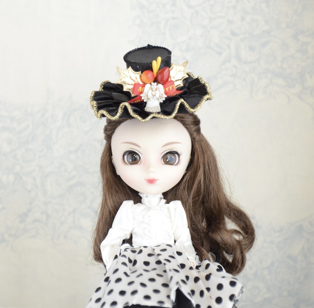 ミニハット(クリスマスヒイラギ・ブラック)