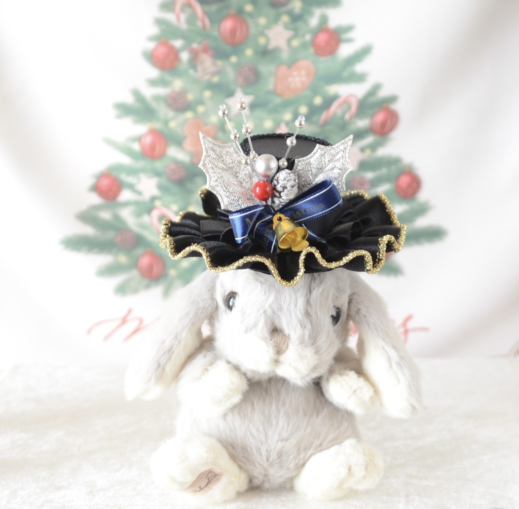 ミニハット(クリスマスヒイラギ・ブラック)